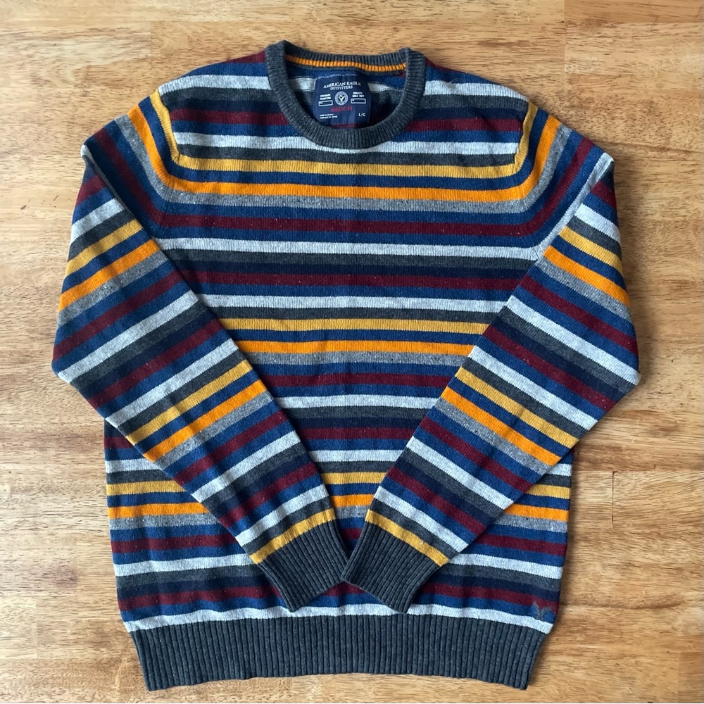 Wool Blend Striped Men’s Sweater American Eagle Sz Large EUC